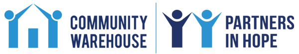 community warehouse and partners in hope logos combined